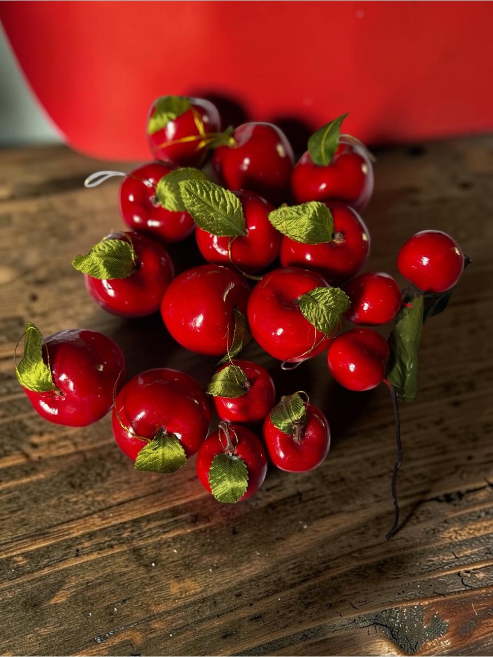 Vintage Mini Red Apple Christmas Ornaments Bundle Faux Fruit Decor - Picture 8 of 8